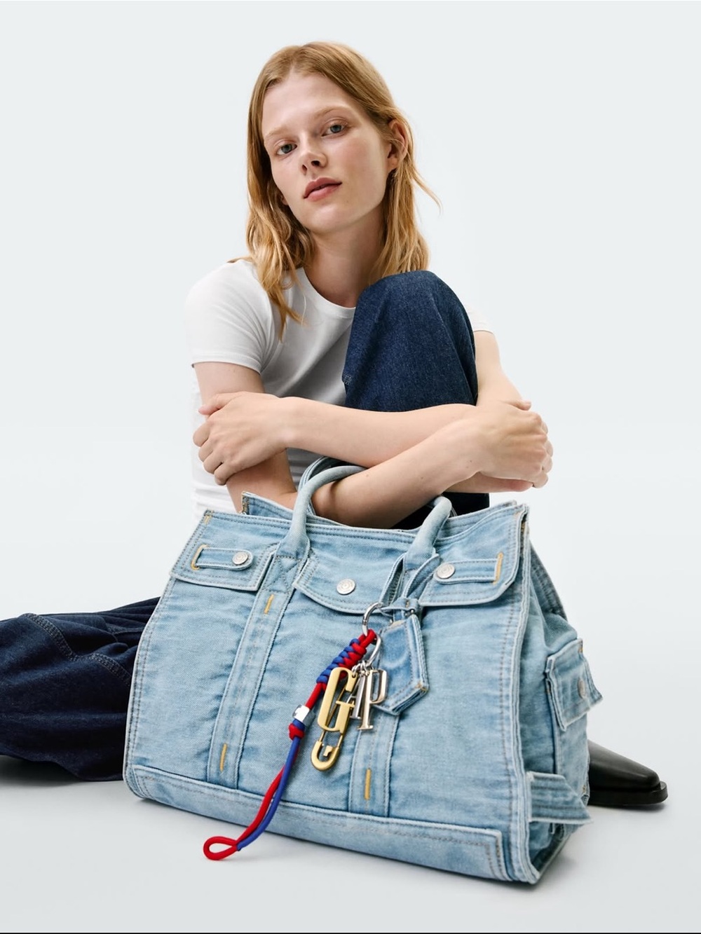 GAP BAG Large Denim Five-Pocket Tote GAP Large Blue Denim 5 Pocket Tote Bag